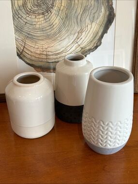 Magnolia Home Ivory vase and two complementary vases Neutral room accent/decor